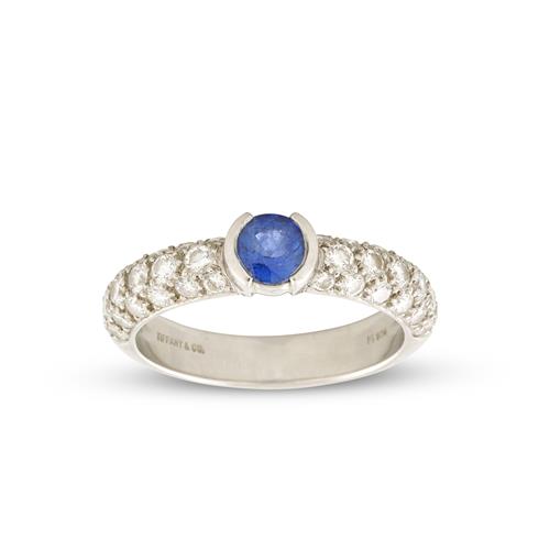 Tiffany & Co., Platinum, Sapphire And Diamond Ring