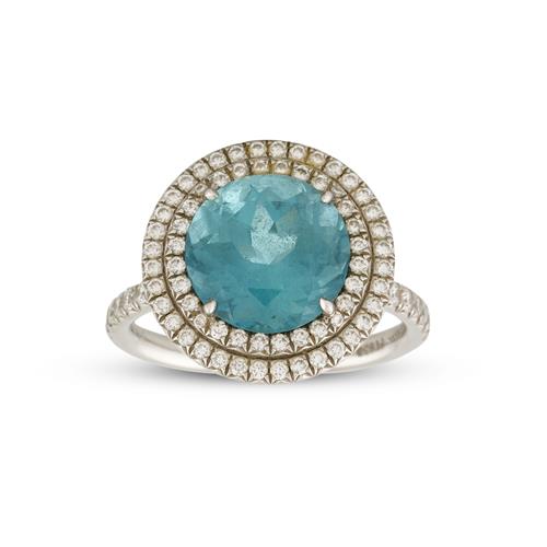 35 · TIFFANY & CO., PLATINUM, TOPAZ AND DIAMOND RING