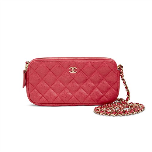 73 · CHANEL, DOUBLE ZIP WALLET ON CHAIN