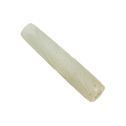 A CHINESE WHITE JADE CYLINDRICAL PENDANT, QING DYNASTY (1644 - 1911)