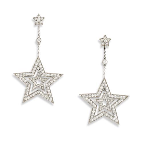 Tiffany & Co., Pair Of Platinum And Diamond Star Earrings