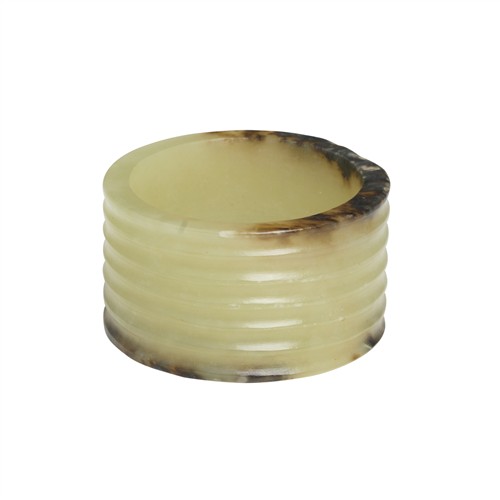 41 · A CHINESE CELADON JADE CARVING OF CYLINDRICAL ORNAMENT