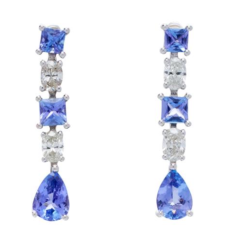 88 · PAIR OF TANZANITE AND DIAMOND EARRINGS