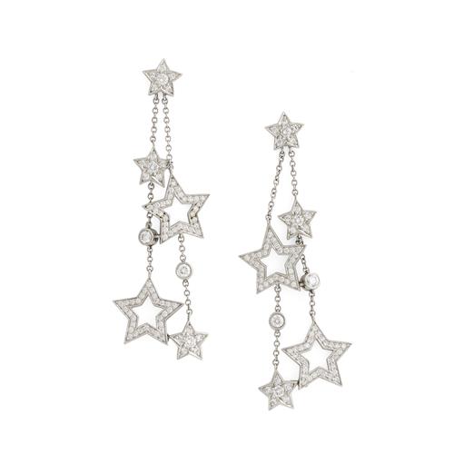 Tiffany & Co., Pair Of Platinum And Diamond Star Earrings