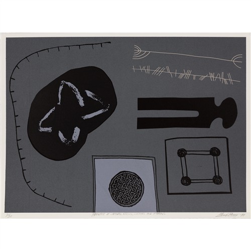 81 · ALLAN MANN (born 1949) Manifest of Captured Relics, Customs and Tokens 1994 screenprint, ed. 2/30 53 x 73cm (image); 56.5 x 76.5cm (...