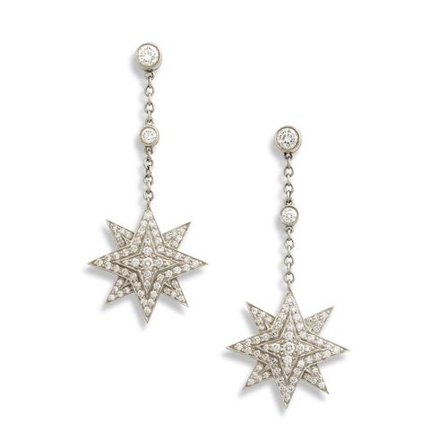 Tiffany & Co., Pair Of Platinum And Diamond Star Earrings