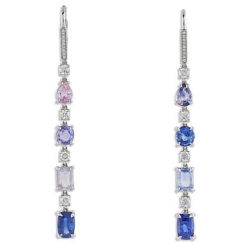 PAIR OF SAPPHIRE AND DIAMOND EARRINGS