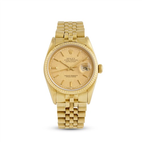 ROLEX DATEJUST REF 16018 AN 18CT GOLD BRACELET WATCH WITH DATE CIRCA 1986