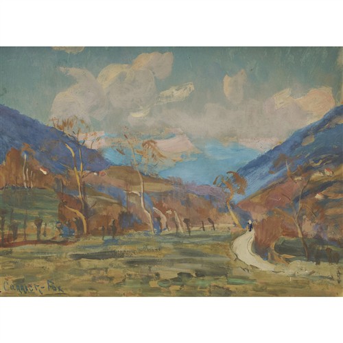 ETHEL CARRICK FOX (1872-1952) In the Valley, Merano gouache on paper 22.5 x 31.5cm