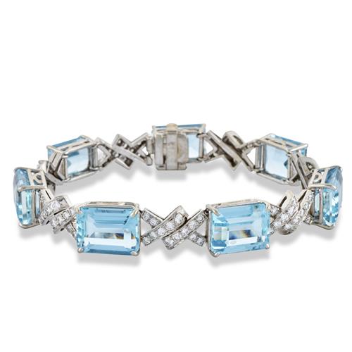 Aquamarine And Diamond Bracelet