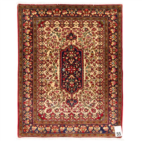 A LAMB'S WOOL PILE PERSIAN QUM (140L X 110W CM)