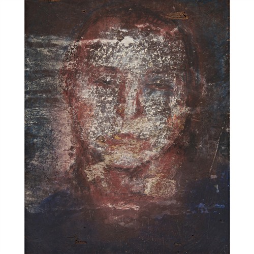 53 · LOUISE HEARMAN (born 1963) Head 2001 oil and mixed media on board 39.5 x 31.5cm (48.5 x 41cm framed)