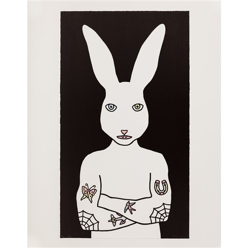 91 · RONA GREEN (born 1972) Slim 2005 linocut and watercolour, ed. 2/40 76 x 43cm (sheet)