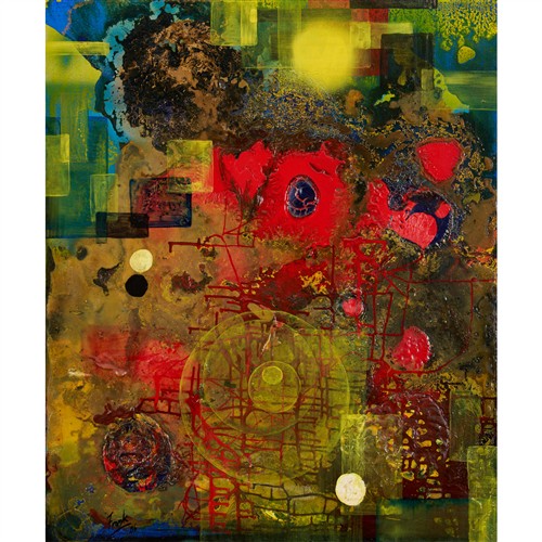 DALE FRANK (born 1959) Untitled 1986 acrylic and mixed media on canvas 91.5 x 76.5cm