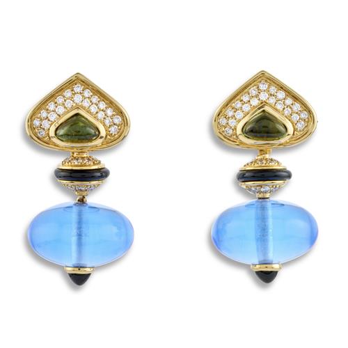 Marina B Pair Of Transformable Gem-Set And Diamond 'Pneu' Earrings