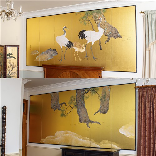 11 · A PAIR OF TAISHO PERIOD SCREENS BY IKEGAMI SHUHO (1874-1944)