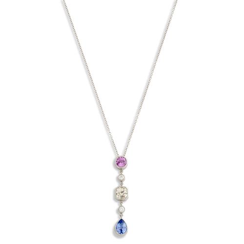 36 · TIFFANY & CO., PLATINUM, SAPPHIRE AND DIAMOND NECKLACE