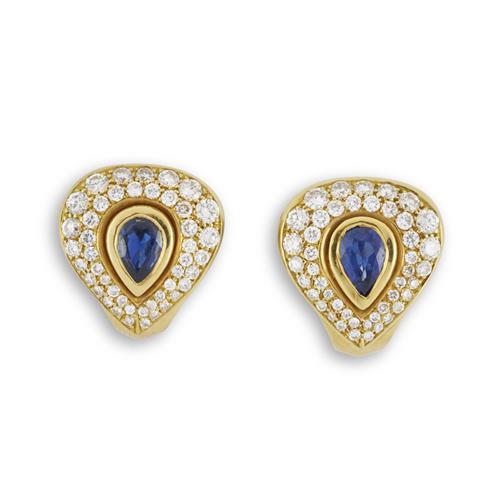 CARTIER PAIR OF SAPPHIRE AND DIAMOND EARRINGS