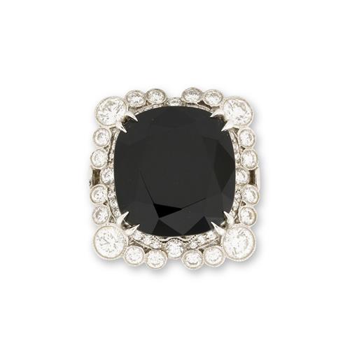 34 · TIFFANY AND CO., PLATINUM, ONYX AND DIAMOND GATSBY RING