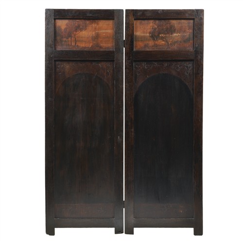 ALICE MARY PARSONS (1866-1939) Nouveau Screen c.1920 two-fold timber screen with pokerwork 152 x 53cm (each panel) 152 x 106cm (over...