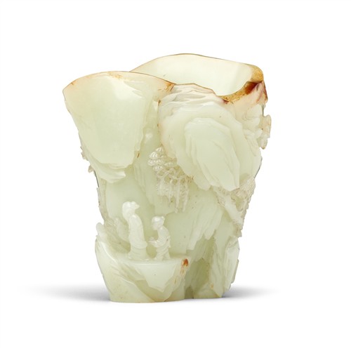 76 · A CHINESE WHITE JADE CARVED BRUSH POT, QIANLONG MARK, QING DYNASTY (1644 - 1911)