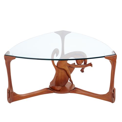 Sol Shapiro Glass Top Coffee Table