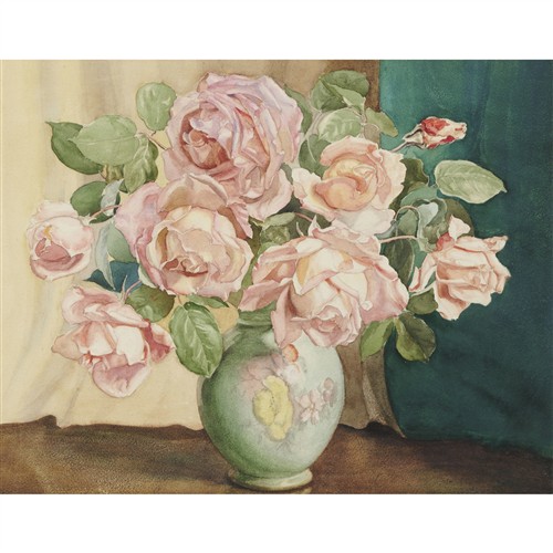 JEAN SUTHERLAND (1902-1978) Roses c.1944 watercolour on paper laid on card 39.5 x 47.5cm