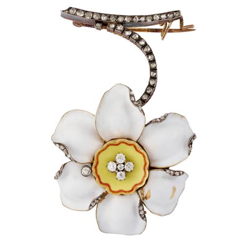 89 · ENAMEL AND DIAMOND WATCH BROOCH