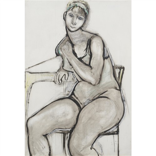 CONSTANCE STOKES (1906-1991) Study of Seated Dancer c.1980 mixed media on board 84.5 x 59.5cm