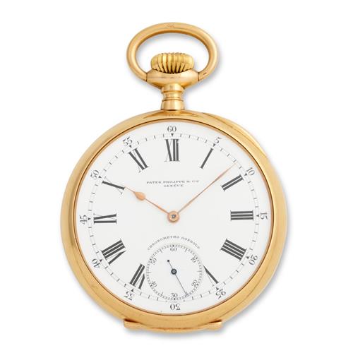 PATEK PHILIPPE & CIE CHRONOMETRO GONDOLO A FINE 18CT GOLD OPENFACE POCKETWATCH EARLY 20TH CENTURY