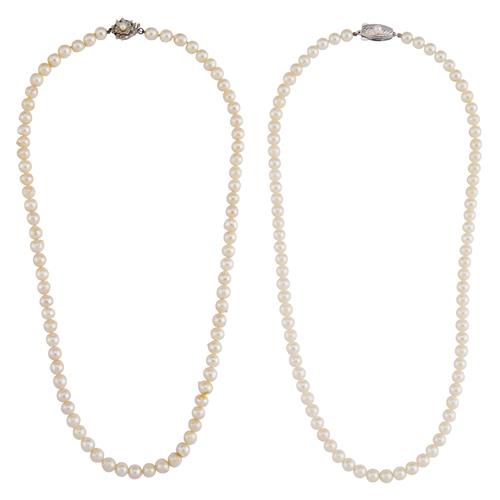 21A · TWO CULTURED PEARL NECKLACES