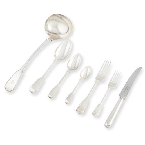 91 · AN ASSEMBLED VICTORIAN STERLING SILVER FLATWARE SERVICE Chawner & Co. (George William Adams), London, various 1850s–1870s dates