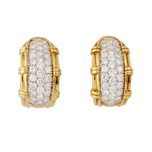 7 · PAIR OF 18CT GOLD AND DIAMOND EAR CLIPS