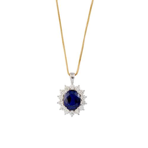21 · SAPPHIRE AND DIAMOND PENDANT