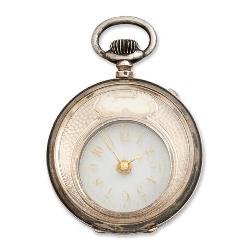 31 · A.S & F. MYSTERIEUSE SWISS A SILVER MYSTERY OPENFACE POCKETWATCH CIRCA 1900