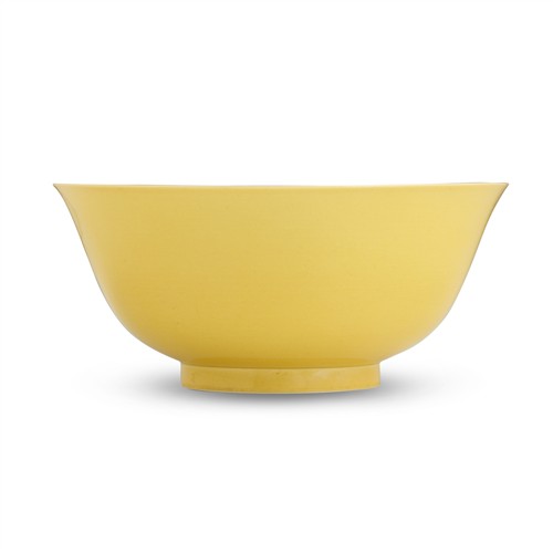 7 · A CHINESE YELLOW- GLAZED BOWL, GUANGXU SIX-CHARACTER UNDERGLAZE BLUE MARK AND OF THE PERIOD (1875-1908)