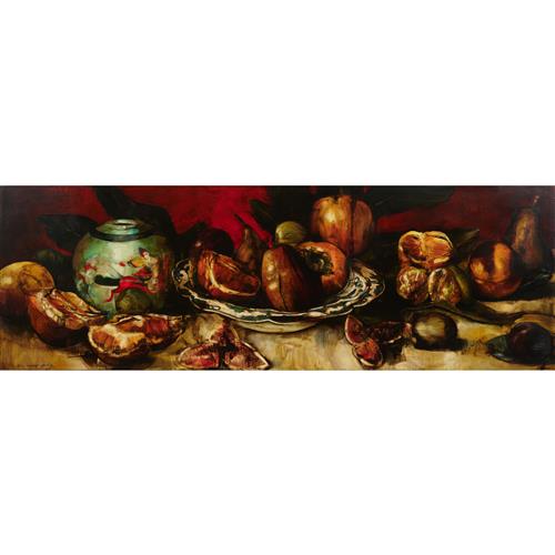 93 · DEAN HOME (born 1961) (Still Life) 2003 oil on board 70 x 209.5cm