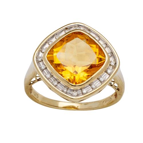 Citrine And Diamond Ring