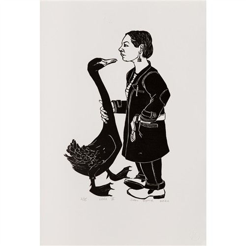 90 · JOHN RYRIE (born 1961) Leda II 2022 linocut, ed. 2/35 56 x 38cm (sheet)