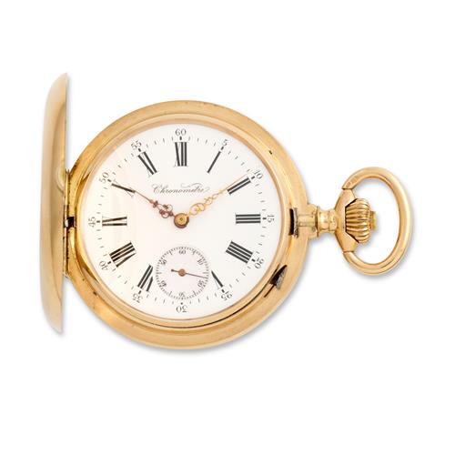 Chronometre A 14ct Gold Huntingcased Pivoted Detent Chronometer Pocketwatch Circa 1910