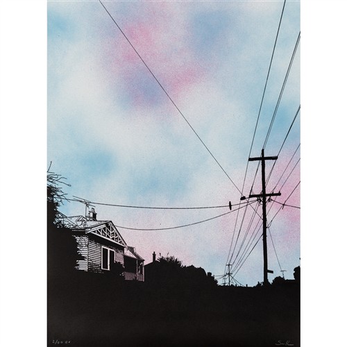 94 · GLEN SMITH (born 1974) No one's Home at the Thake's House 2025 screenprint and aerosol, ed. 2/40 76 x 56cm (sheet)