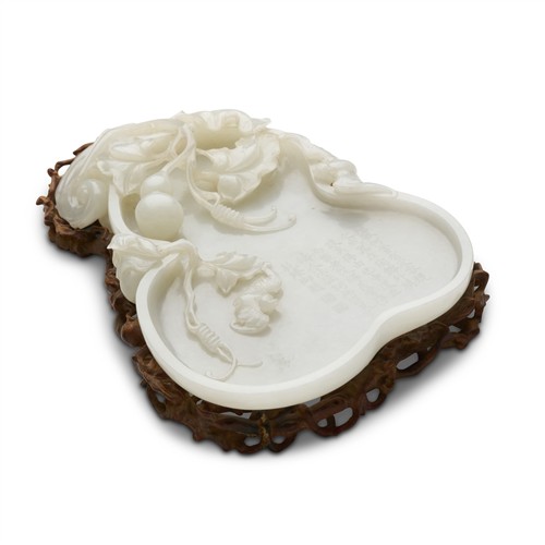 81 · A FINE CHINESE WHITE JADE DOUBLE - GOURD WASHER, QIANLONG MARK, 18TH/19TH CENTURY
