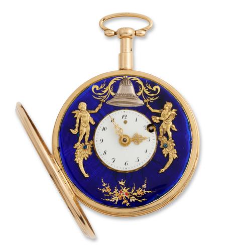 A French 18ct Gold Quarter Repeating Openface Pocketwatch With Striking Jacquemarts Circa 1815