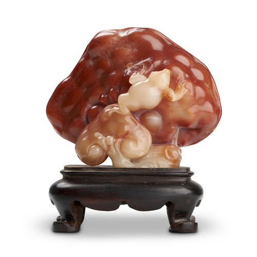 A Chinese Furong Soapstone Lingzhi Fungu Carving