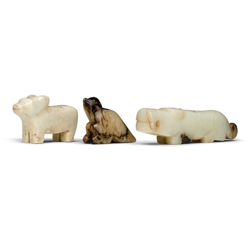 A Group Of Three Chinese Archaistic Jade Carved Animals