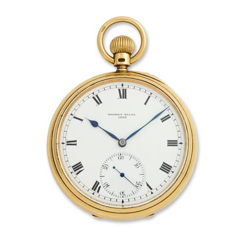 Robert Milne An 18ct Gold Openface Pocketwatch With 52 1/2 Minute Karrusel Movement Circa 1900