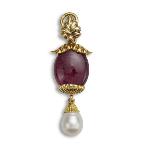 TONY WHITE PINK TOURMALINE AND SOUTH SEA PEARL PENDANT, CIRCA 1992 Property of a Private New South Wales Collector