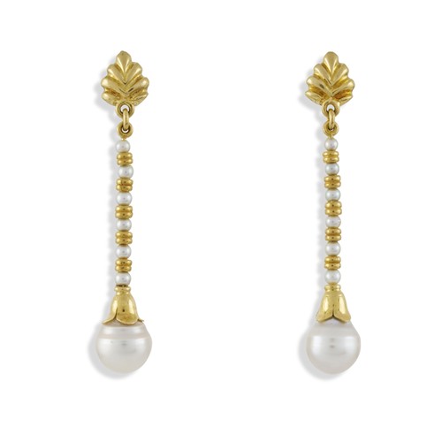 225 · TONY WHITE PAIR OF SOUTH SEA PEARL AND SEED PEARL DROP EARRINGS, CIRCA 1990 Property of a Private New South Wales Collector