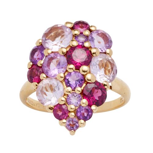59 · ISABELLE LANGLOIS AMETHYST AND RHODOLITE GARNET RING