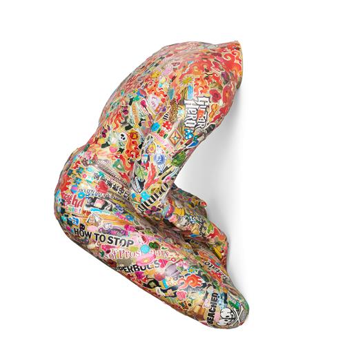 GONKAR GYATSO (Tibetan, born 1961) On First Sunshine 2012 stickers, paper collage and pencil on resin cast sculpture 40 x 46 x 31cm